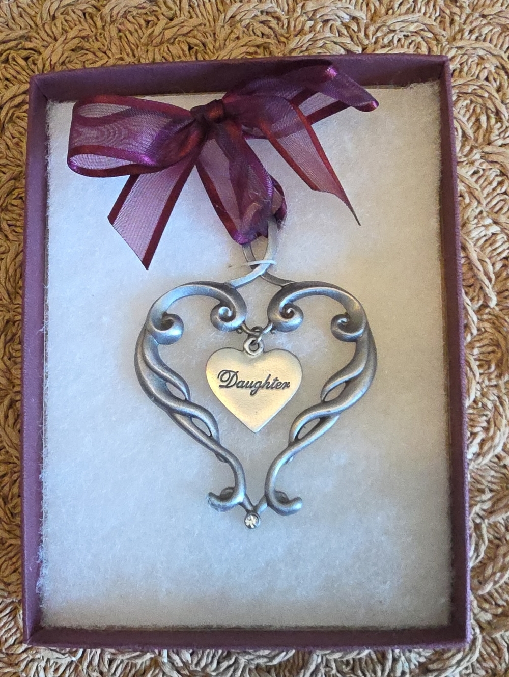 Cathedral Art Metal Ornament For Daughter "You're Always in My Heart" Gift Boxed